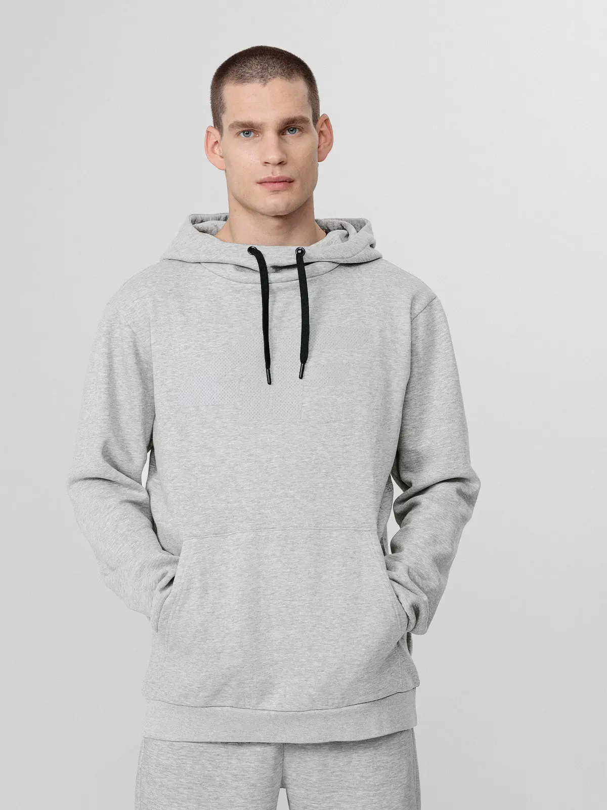 4F H4L22-BLM352 COLD LIGHT GREY MELANGE Pánská mikina US