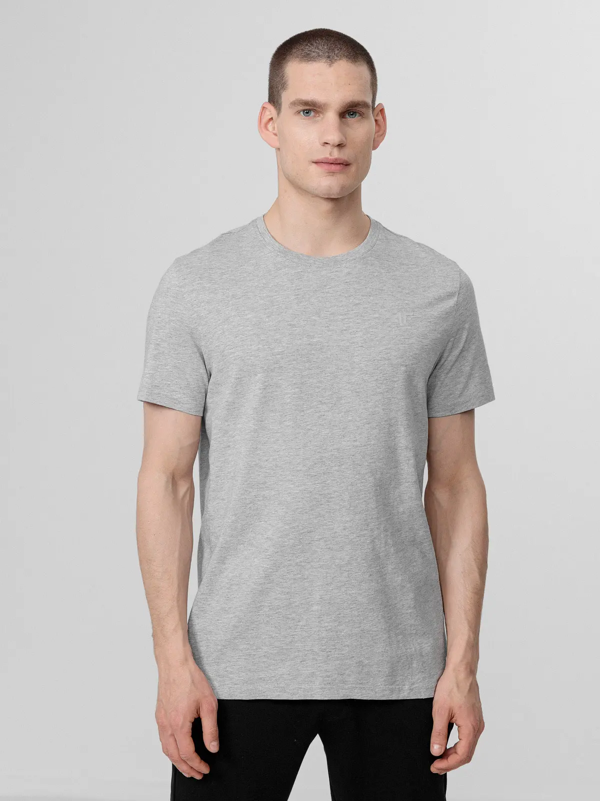 4F H4L22-TSM352 COLD LIGHT GREY MELANGE Pánské tričko US