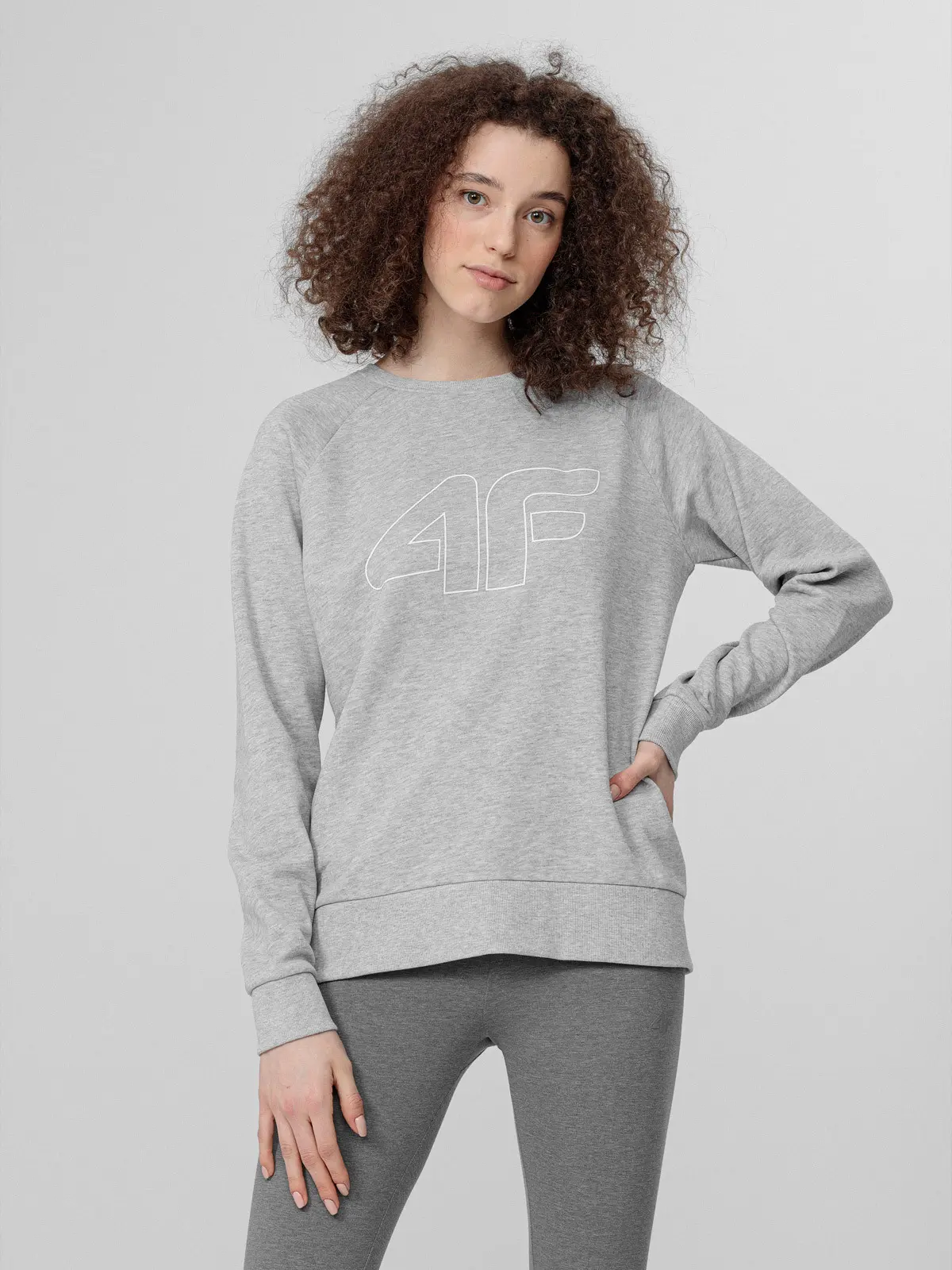 4F H4L22-BLD350 COLD LIGHT GREY MELANGE Dámská mikina US