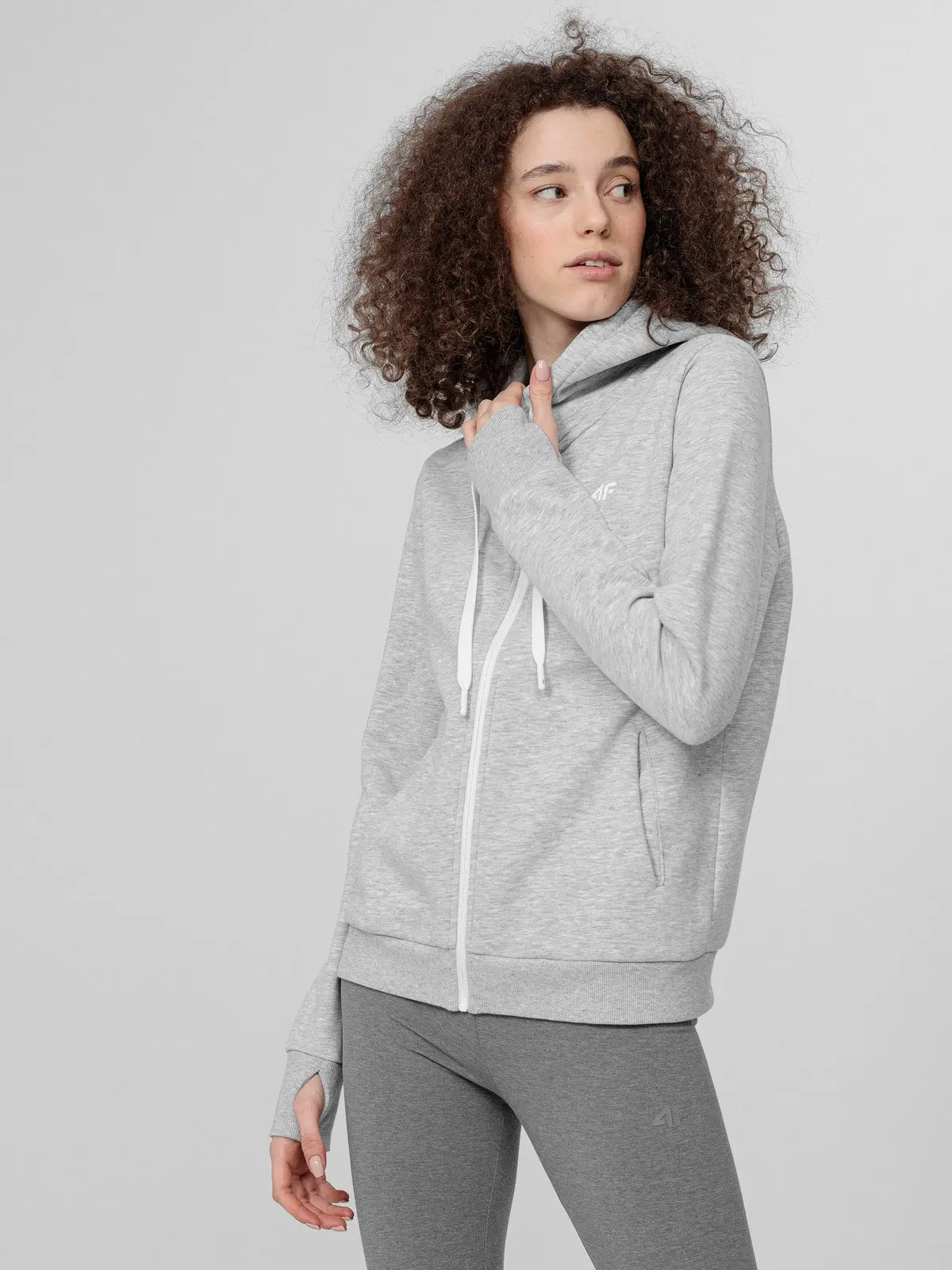 4F H4L22-BLD353 COLD LIGHT GREY MELANGE Dámská mikina US