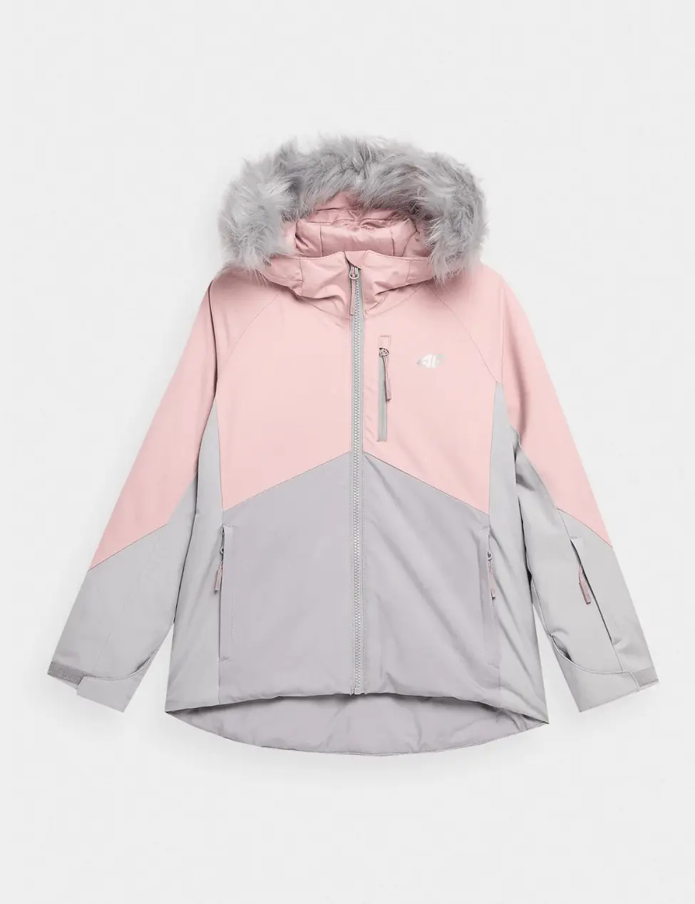 4F HJZ22-JKUDN003 COLD LIGHT GREY Dětská lyžařská bunda EU