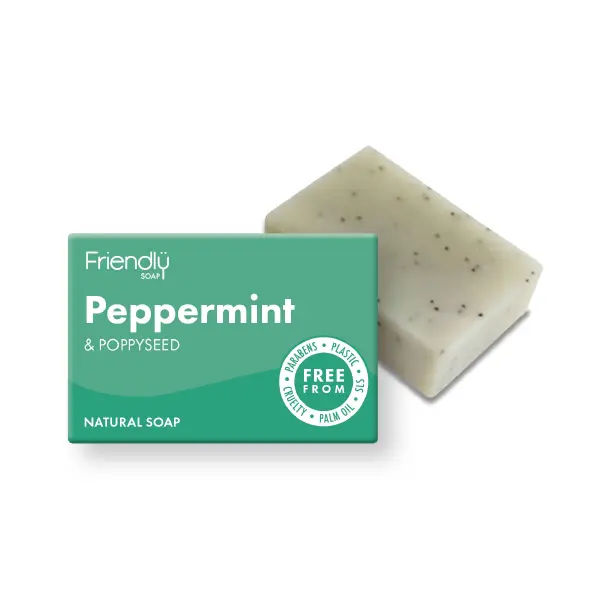 Přírodní mýdlo máta a mák pro odstranění mrtvých buněk 95 g Friendly Soap