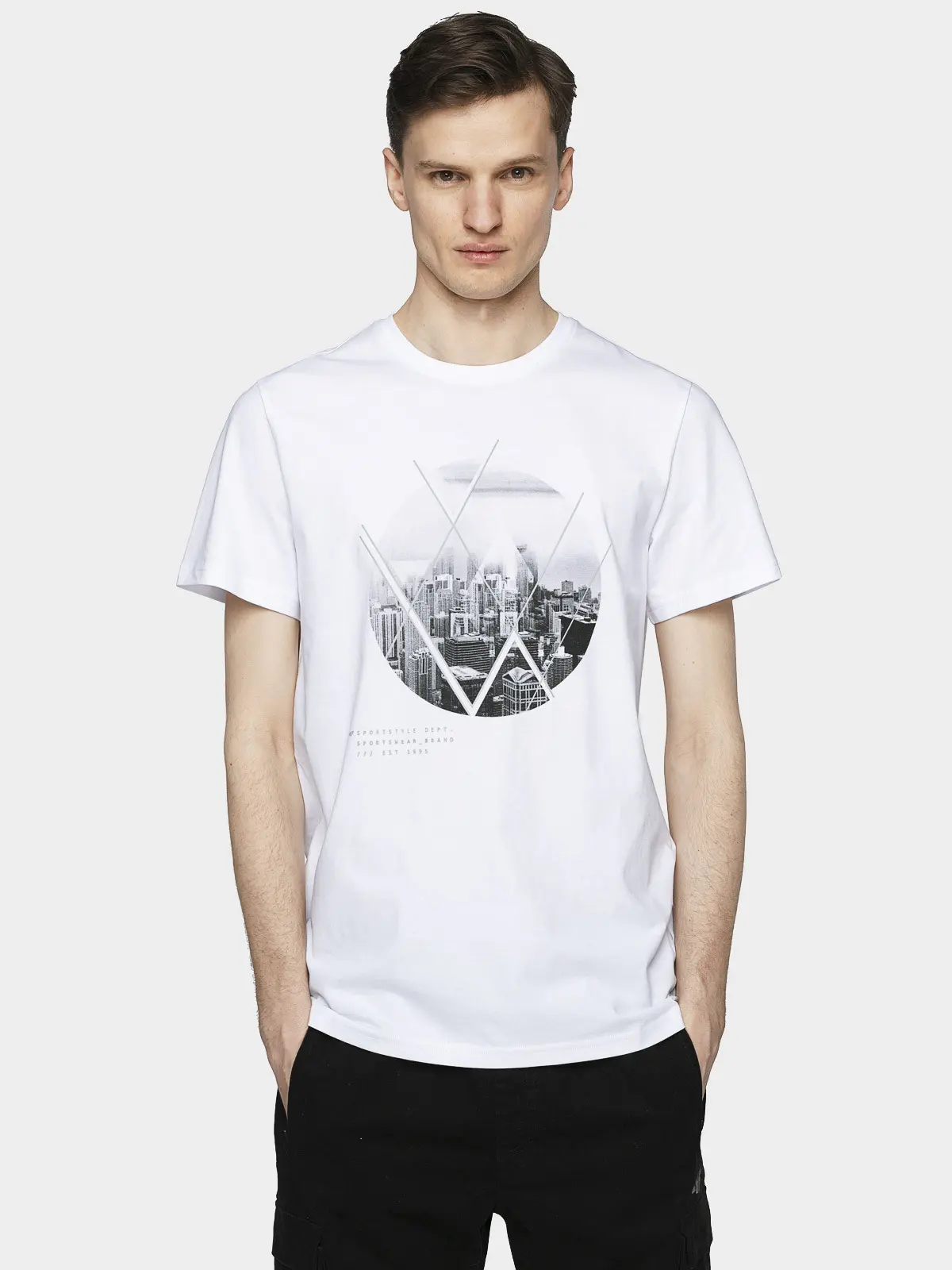 4F H4L21-TSM023 WHITE Pánské tričko US M H4L21-TSM023 WHITE