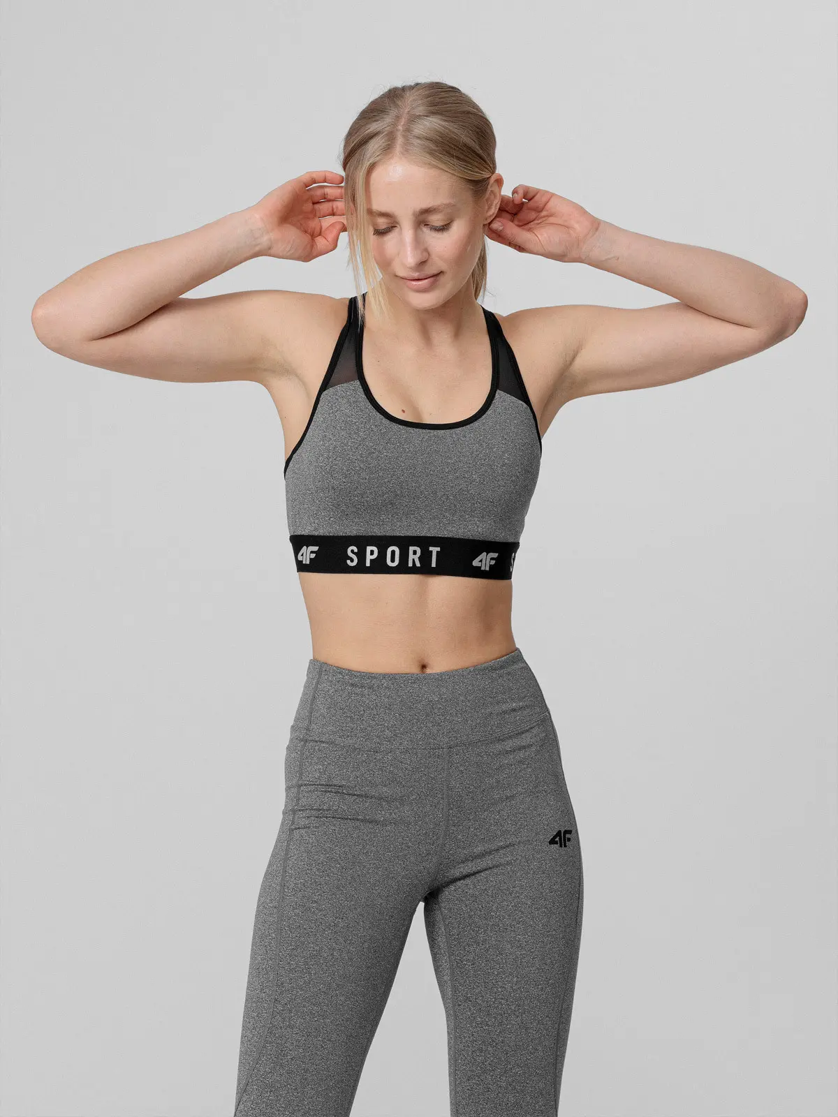 4F H4L22-STAD350 MIDDLE GREY MELANGE Sportovní podprsenka US M H4L22-STAD350 MIDDLE GREY MEL