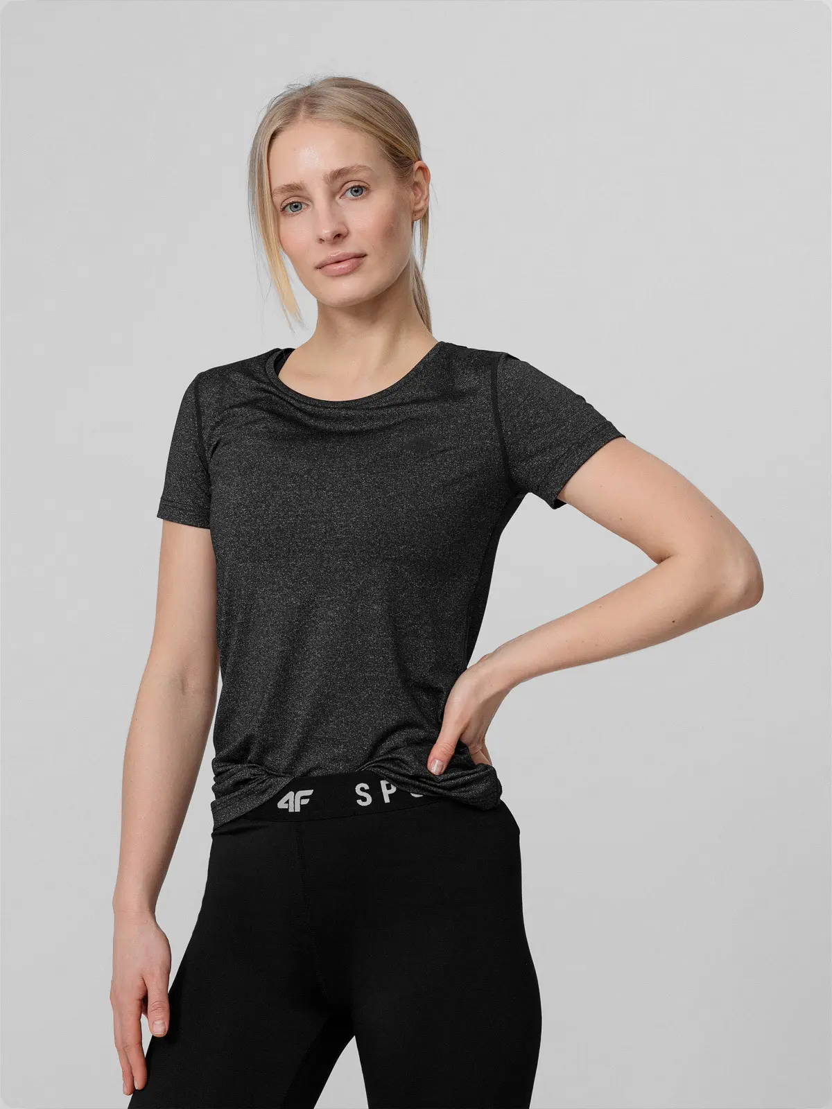 4F H4L22-TSDF353 DEEP BLACK MELANGE Dámské tričko US