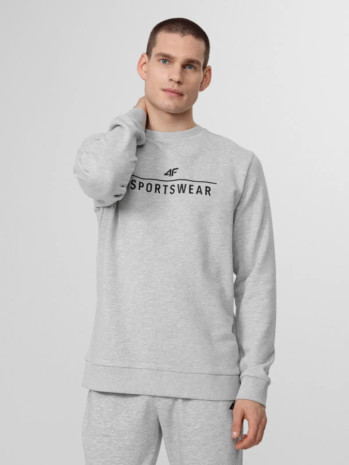 4F H4L22-BLM350 COLD LIGHT GREY MELANGE Pánská mikina US