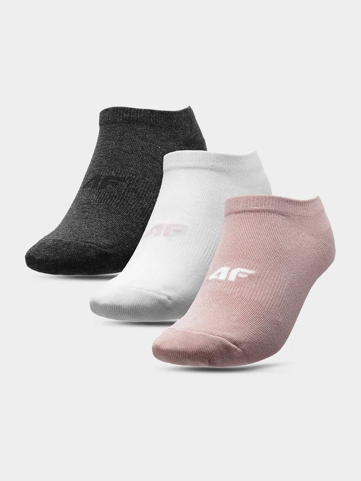 4F H4L22-SOD003 PINK+WHITE+MIDDLE GREY MELANGE Ponožky EU