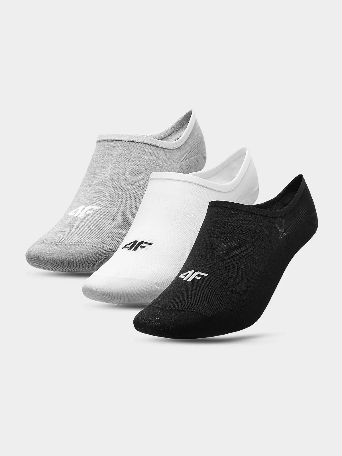 4F H4L22-SOD301 COLD LIGHT GREY MELANGE+WHITE+DEEP BLACK Ponožky EU 35/38 H4L22-SOD301 GREYWHITEBLACK