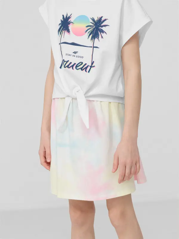 4F HJL22-JSPUD002 MULTICOLOUR ALLOVER Dětská sukně EU