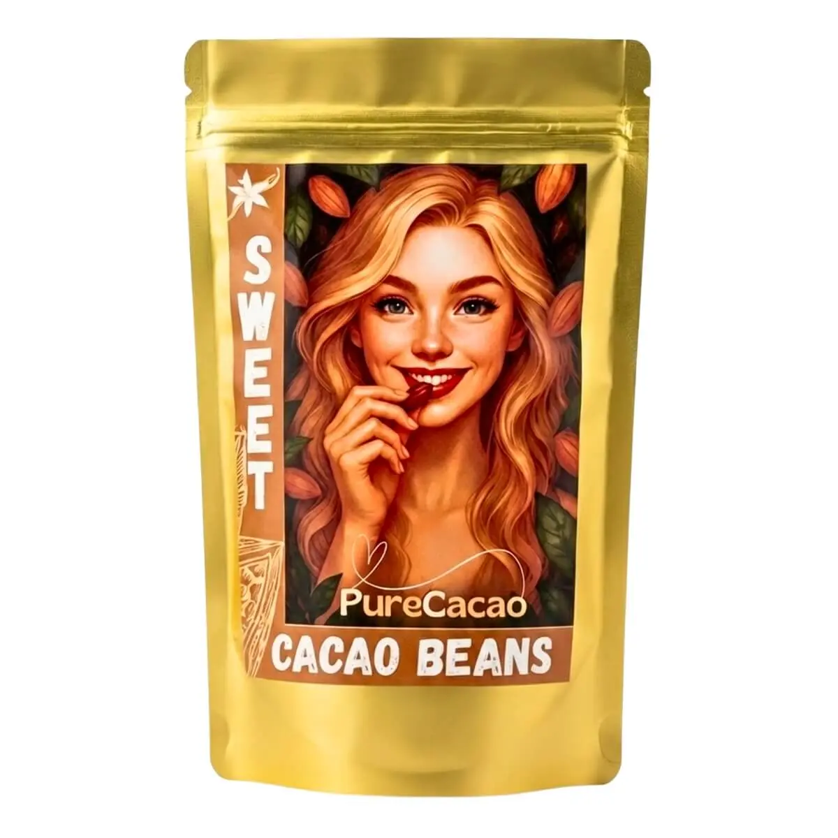 Pure Cacao Sladké kakaové boby (vanilka-skořice), 100 g