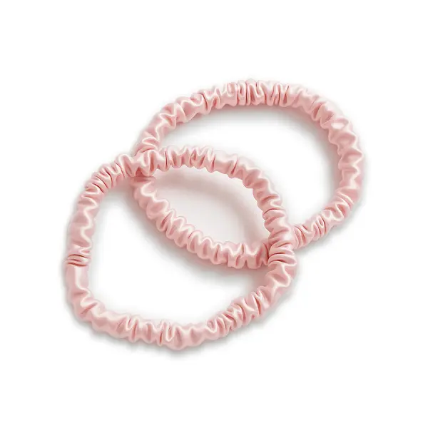 Pilō Pilō | Silk Hair Ties - Baby Pink Slim 100% hedvábné gumičky do vlasů 2 ks