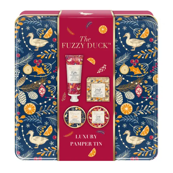 Baylis & Harding Winter Wonderland Luxury Pamper Tin Gift Set dárková sada produktů péče o tělo v plechové dóze 4 ks