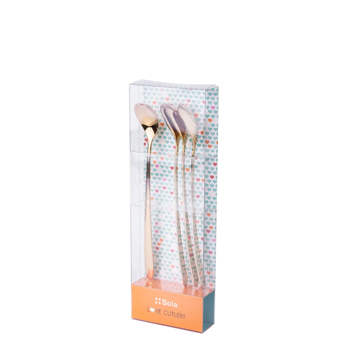 Latté lžičky se srdíčkem set 4 ks – Alpha PVD Champagne - 116628VAL