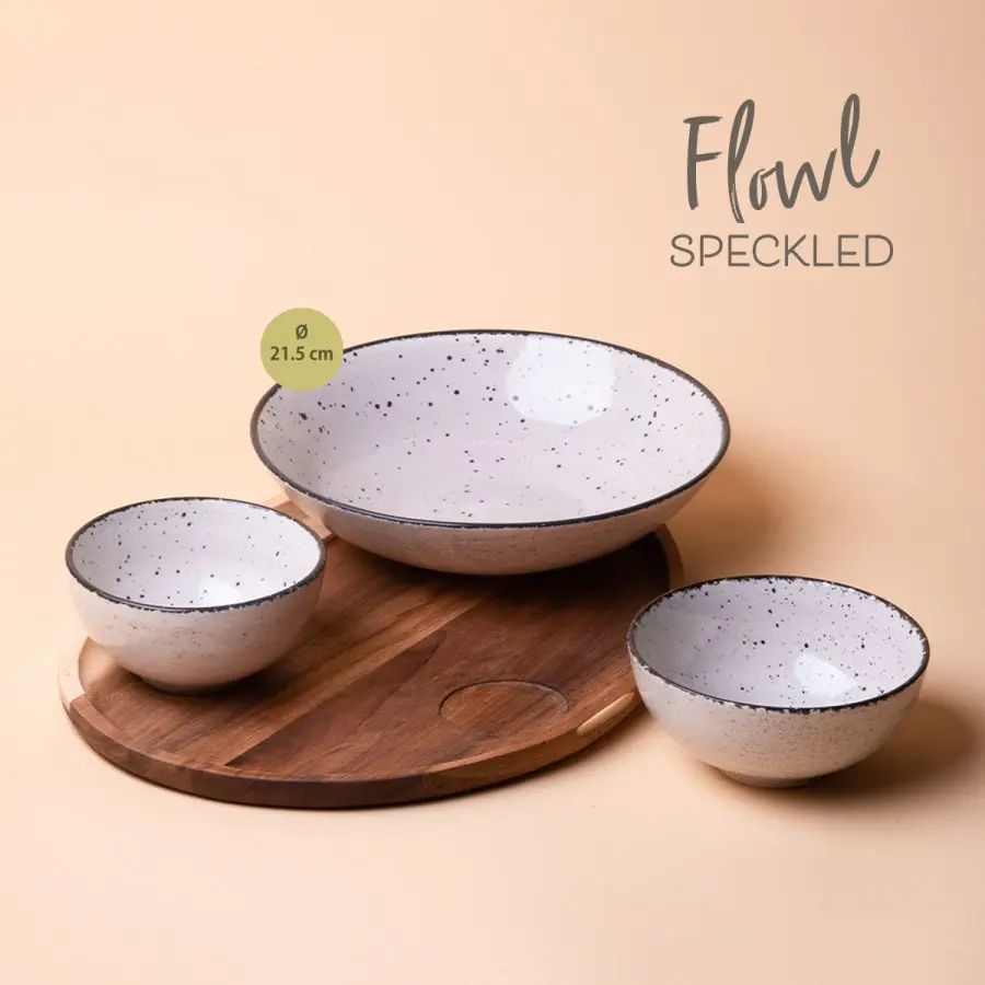 Set Flowl - Misky Gaya Atelier šedé skvrnité + Podnos Triangle Agát - 453094