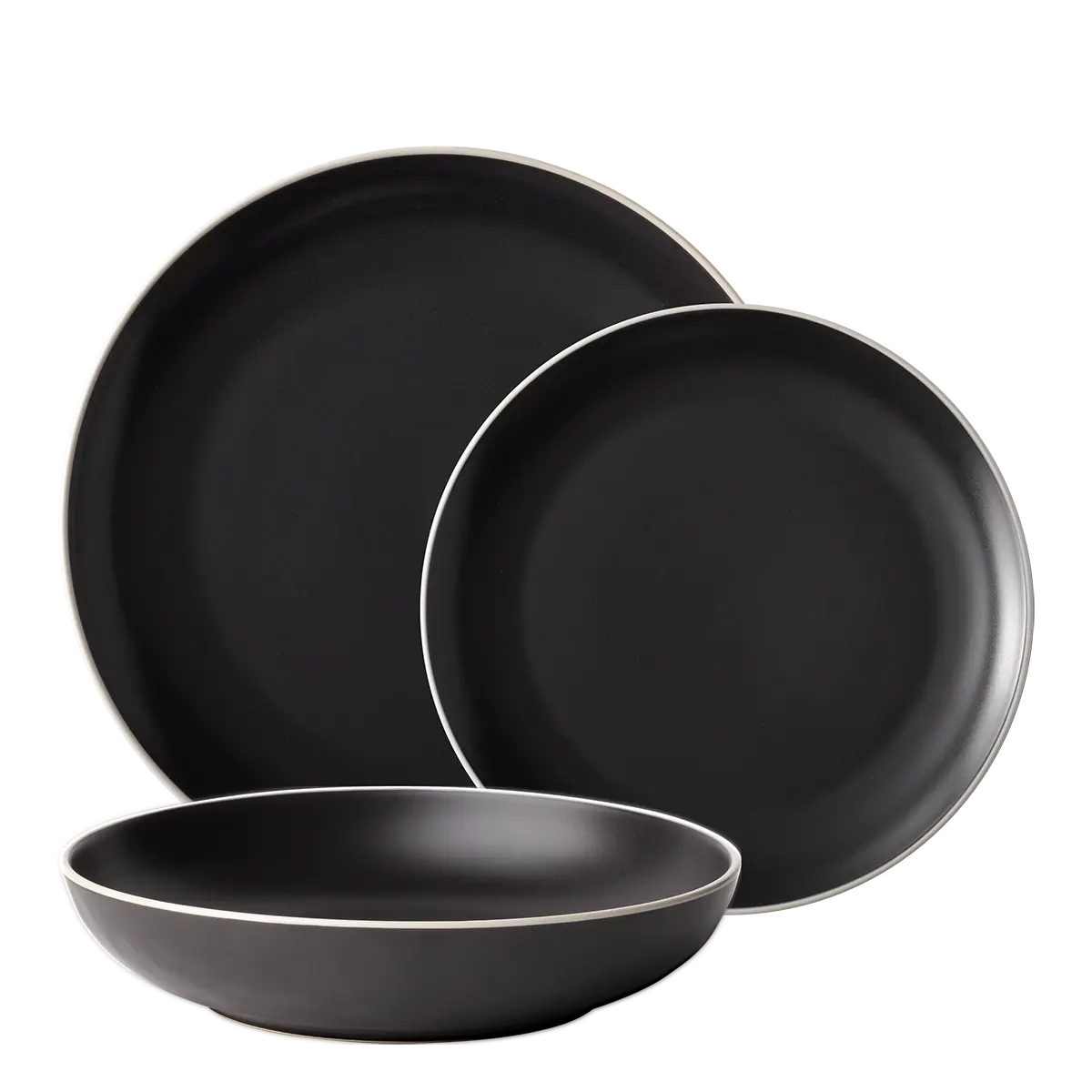Sada talířů 18 ks — Elements Yin & Yang black - W0224