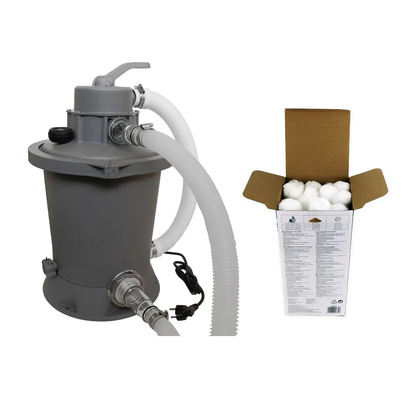 Akční set - písková filtrace Standard - průtok 3.028 l/h + filtrační náplň Fiber Ball 400g