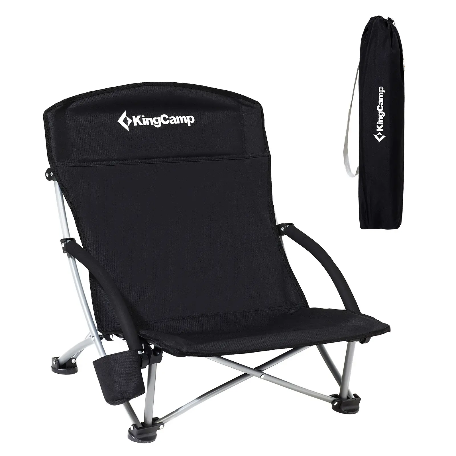 Kemping skládací židle KING CAMP Deluxe s opěrkami ocel - černá