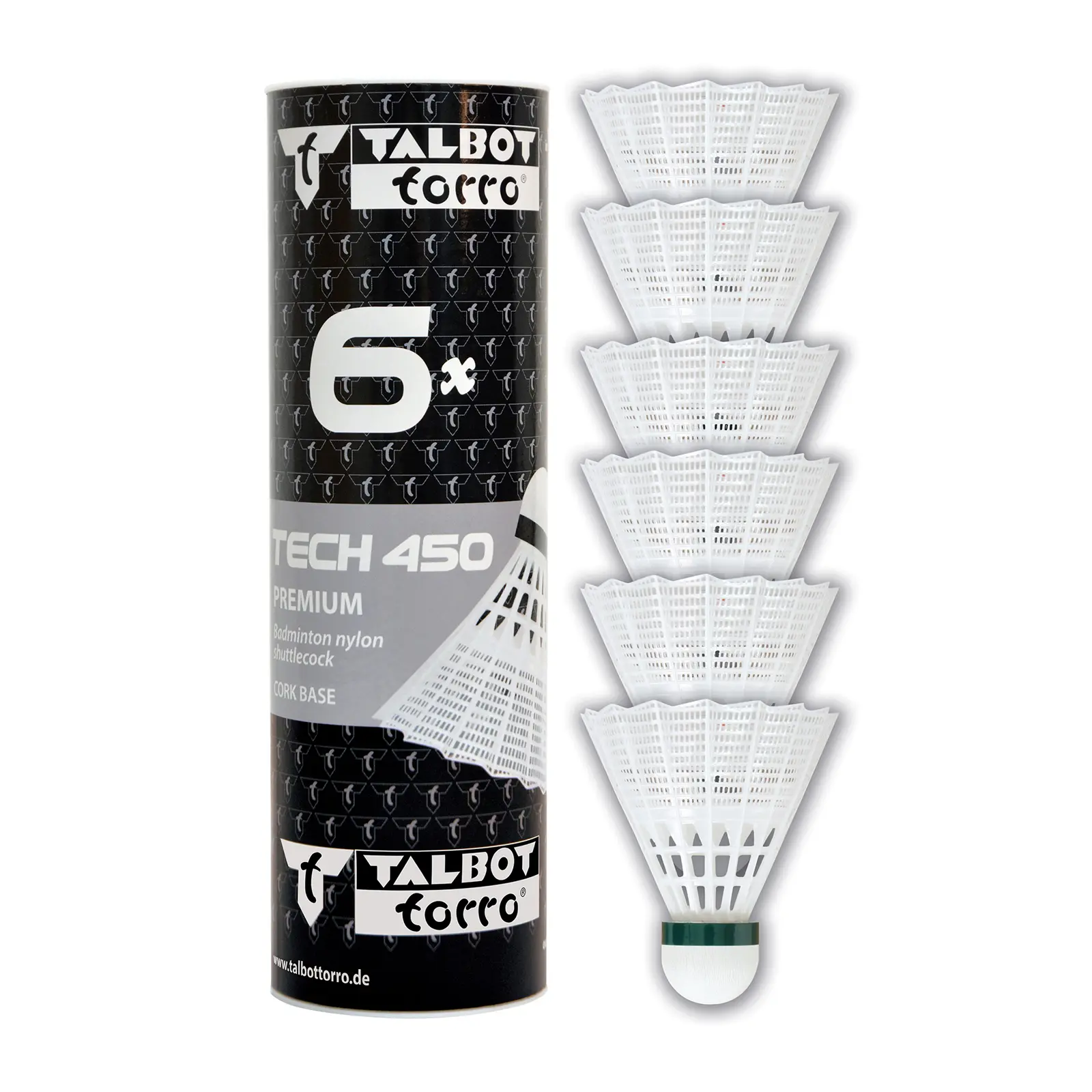Badmintonové míčky TALBOT TORRO Tech 450 Slow 6ks - bílé