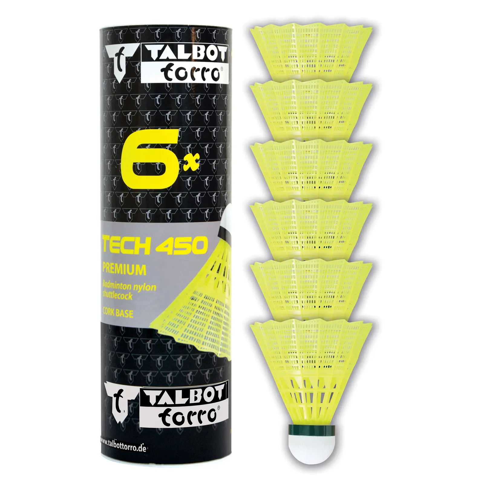 Badmintonové míčky TALBOT TORRO Tech 450 Slow 6ks - žluté