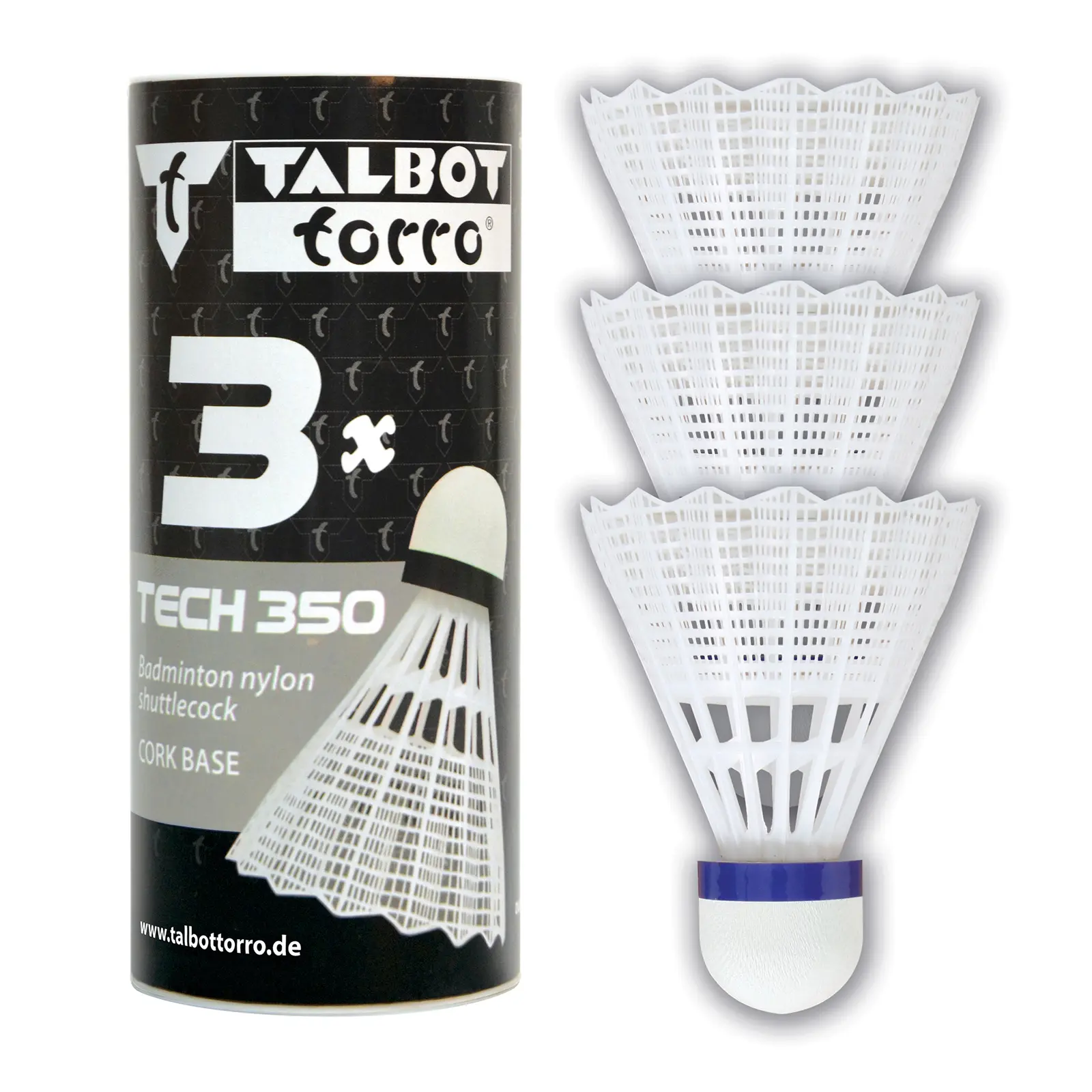 Badmintonové míčky TALBOT TORRO Tech 350 Medium 3 ks - bílé