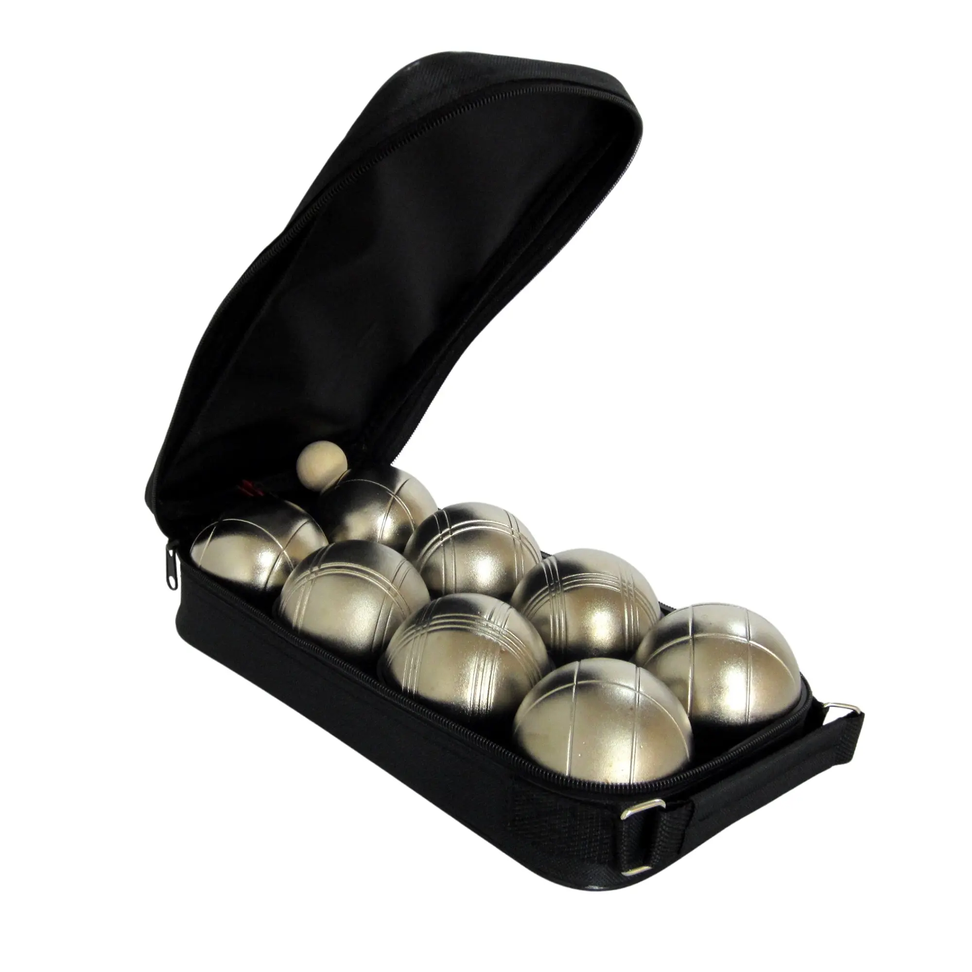 Pétanque sada MASTER 8 matně zlatých koulí obal nylon