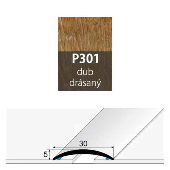 Přechodová lišta 30 mm oblá samolepící P301 dub drásaný