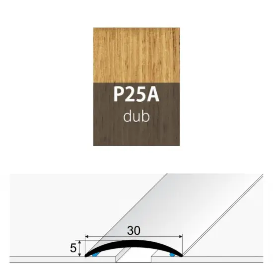 Přechodová lišta 30 mm oblá samolepící P25A dub