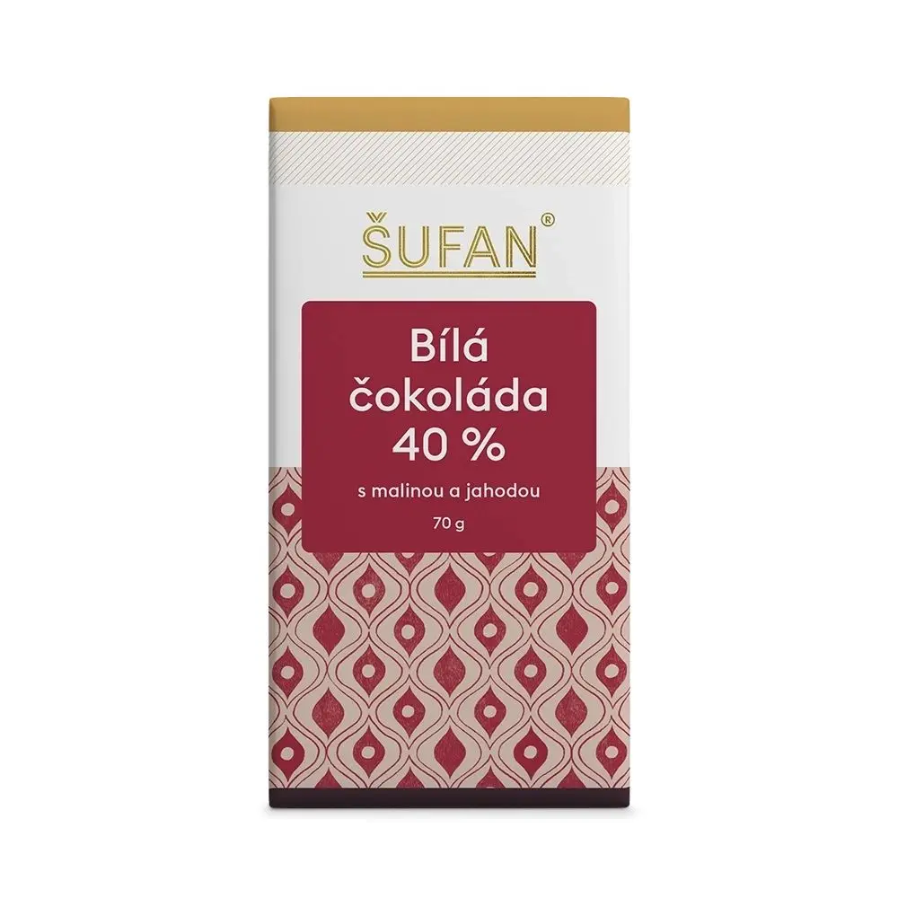 Šufan Bílá čokoláda 40% s malinou a jahodou 70 g