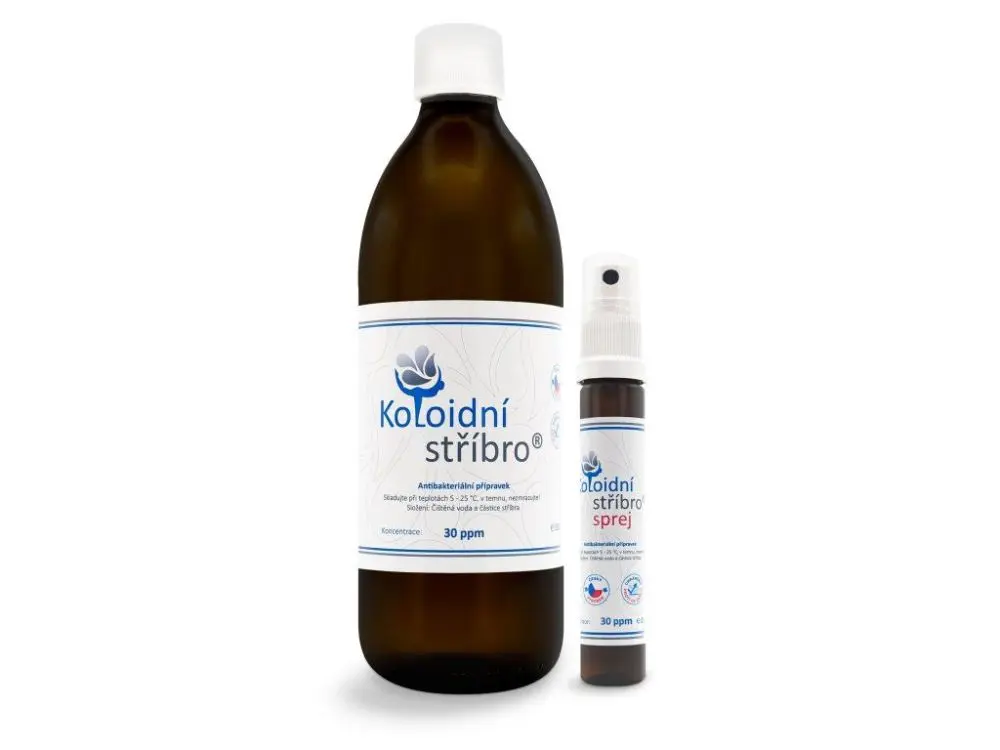 Koloidní stříbro 500 ml + 25 ml sprej 30 ppm