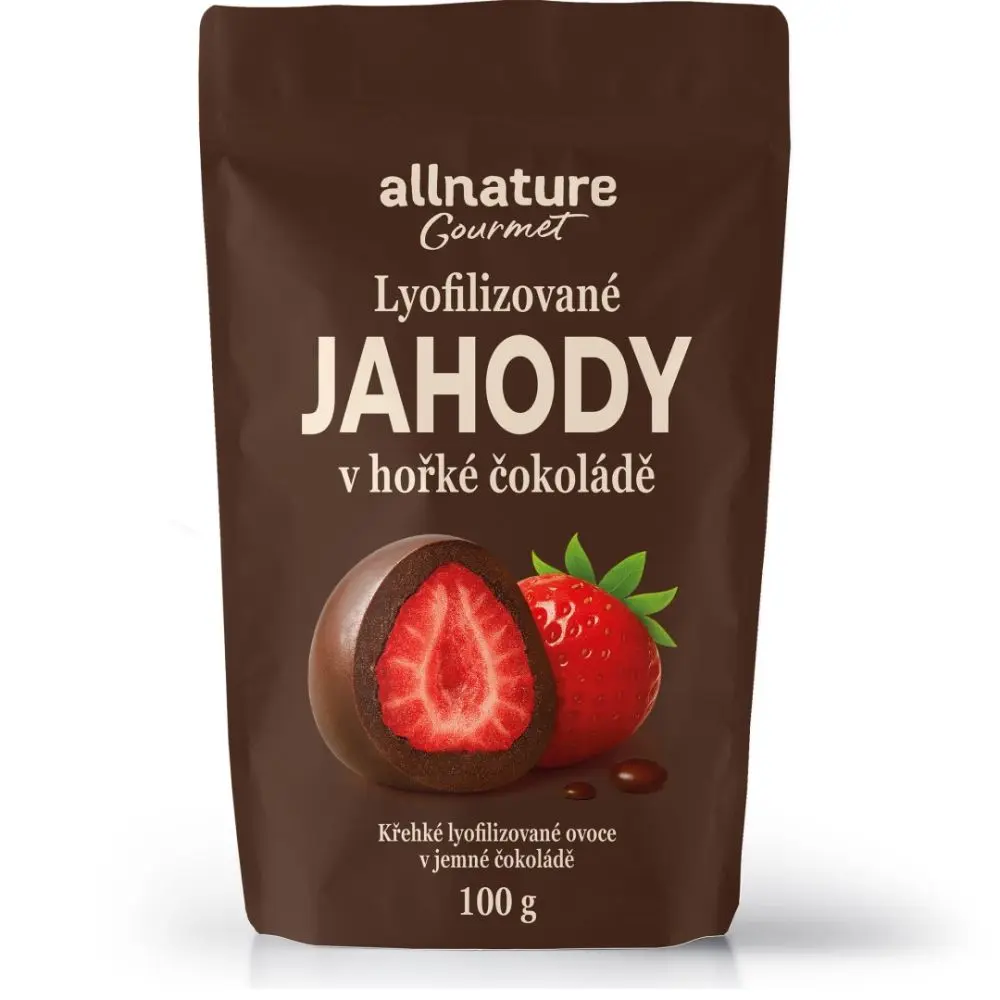 ALLNATURE Mrazem sušené jahody v hořké čokoládě 100 g