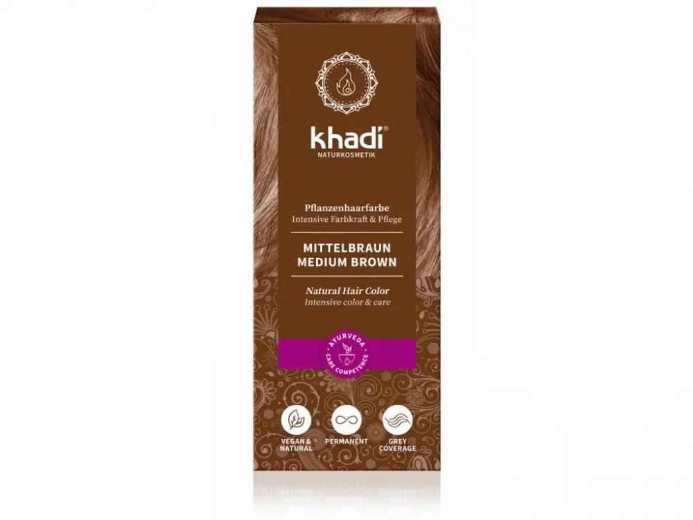 Khadi Rostlinná barva na vlasy Středně hnědá 100g