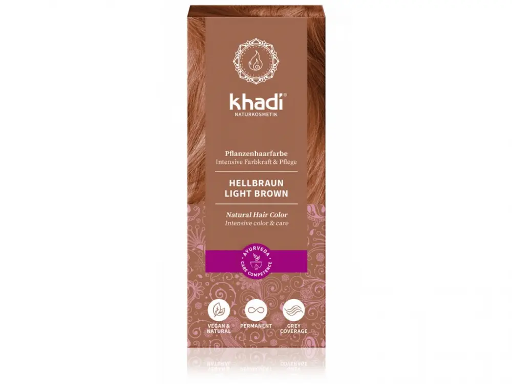 Khadi rostlinná barva na vlasy SVĚTLE HNĚDÁ 100g