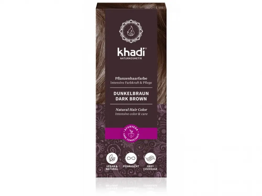 Khadi Rostlinná barva na vlasy Tmavě hnědá 100g