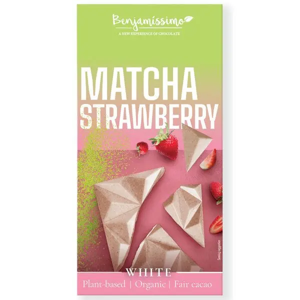 Benjamíssimo Tabulka kakaová bílá matcha-jahoda BIO 60 g