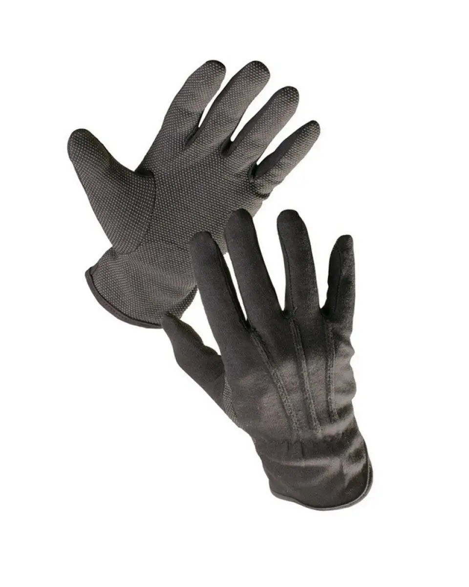 Rukavice pracovní povrstvené BUSTARD BLACK, s PVC terčíky, 7-9