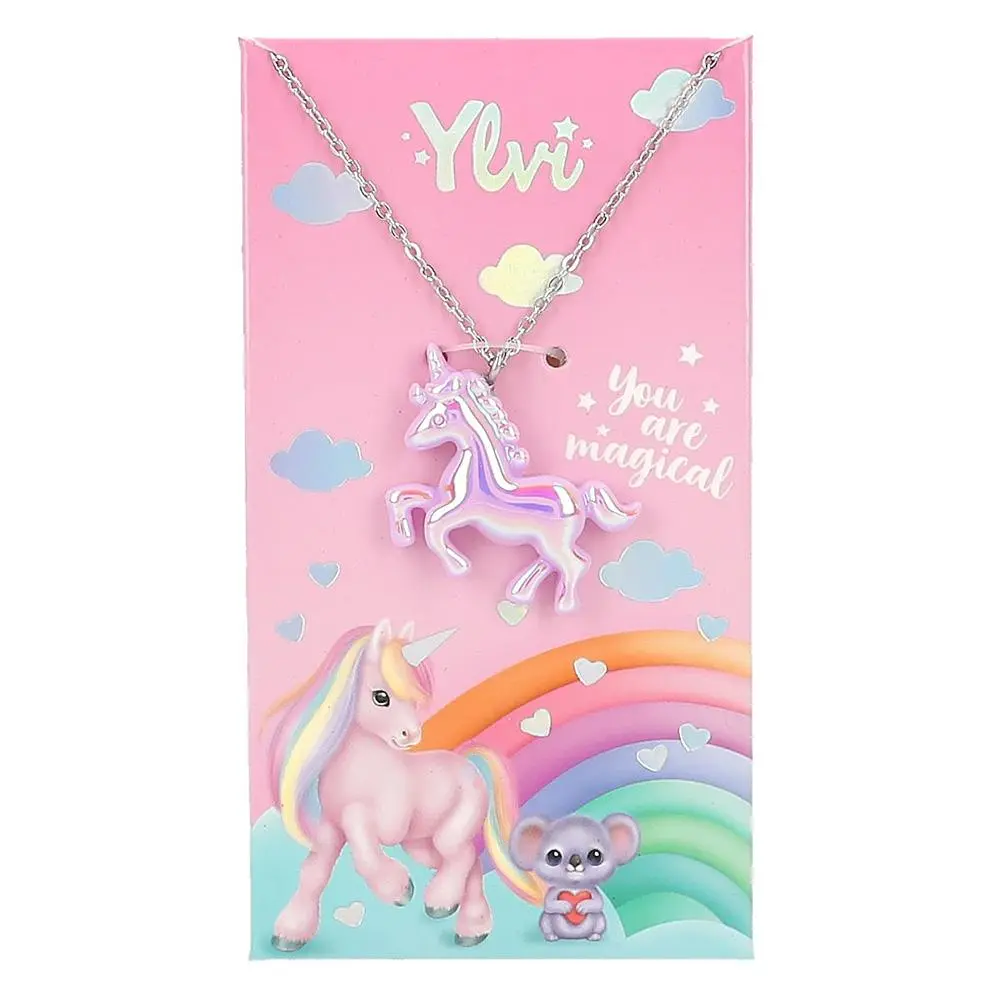 Náhrdelník s přívěskem jednorožce Ylvi, pink