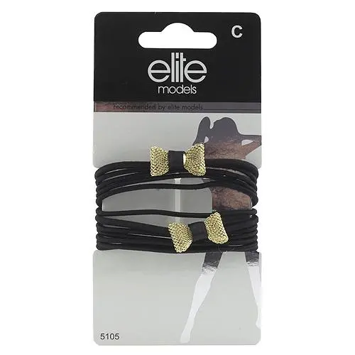 Gumičky Elite Models černé + 2 dvě zlaté mašle, 8ks