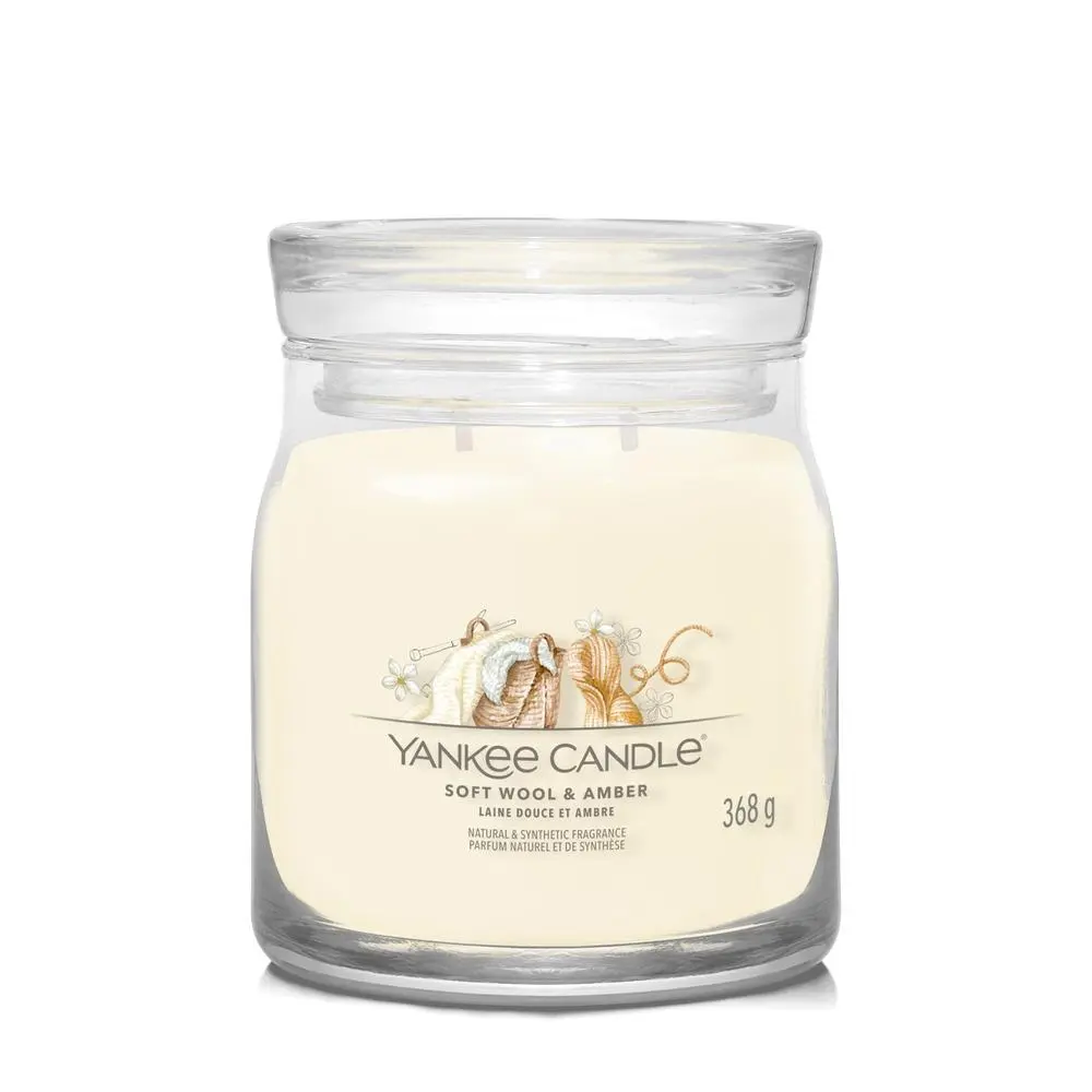 YANKEE CANDLE SOFT WOOL & AMBER SIGNATURE STŘEDNÍ