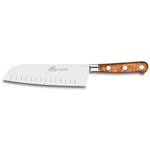Lion Sabatier Kuchyňský nůž Idéal Provencao Santoku nůž čepel z nerezové oceli rukoje´t z olivového dřeva plně kovaný ne 18 cm