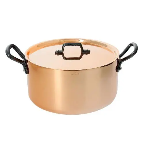 de Buyer Měděný hrnec s poklicí PRIMA MATERA 24cm 5,4l tmavá rukojeť