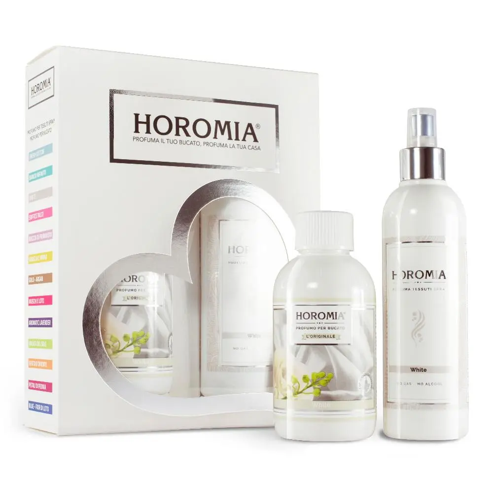 Horomia Kazeta Horotwins White parfém na prádlo 250 ml + parfémový sprej na textil 250 ml