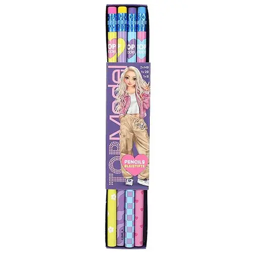 Sada čtyř grafitových tužek s gumou Top Model, Candy, blau