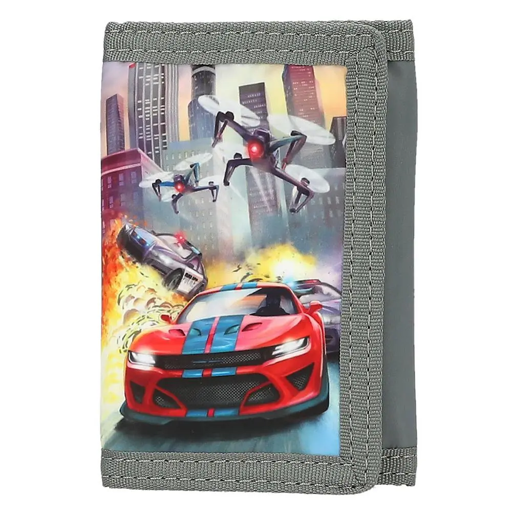 Látková peněženka na suchý zip Action World závodní auto
