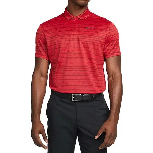 Nike pánské triko Tiger Woods Advantage Stripe golfová polokošile ze strečové látky s celoplošným vzorem a límcem se zapínáním na patentky