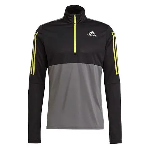 adidas Own The Run 1/4 zip černo/šedé neonově žluté detaily