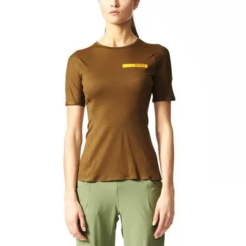 Dámské tričko Adidas Terrex Agravic Tee - Dámské outdoorové tričko Terrex Agravic Tee s krátkým rukávem a podílem vlny od značky Adidas, hnědé provedení. - 772973