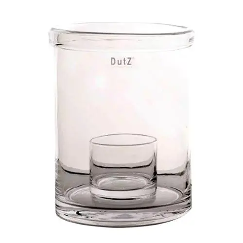 Skleněný svícen DutZ Hurricane with cup, výška 24 cm, průměr 18 cm, barva čirá