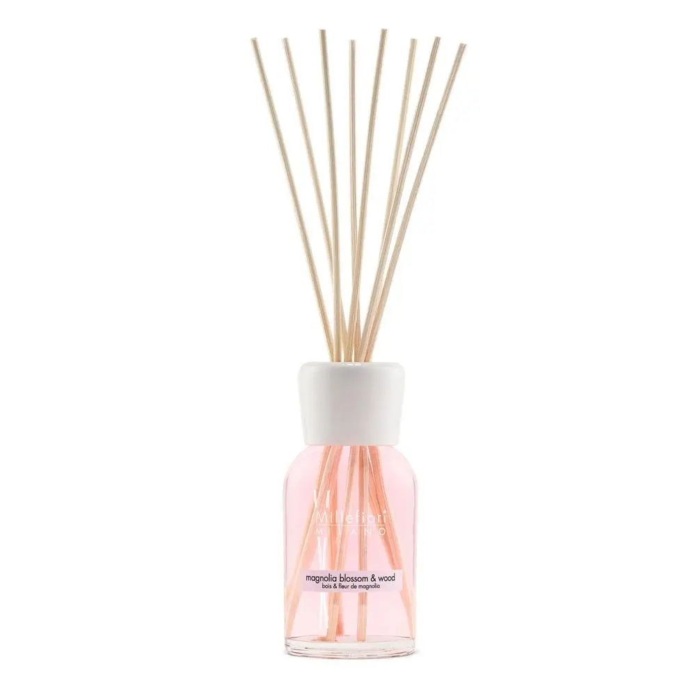 Millefiori Natural Magnolia Blossom & Wood Květy magnólie a dřevo Difuzér 250 ml + 8 stébel v délce 30 cm