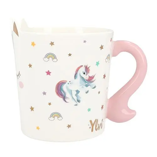 Ylvi and Minimoomis Hrneček ve tvaru jednorožce Ylvi S potiskem a nápisem Be happy like a unicorn. 300 ml