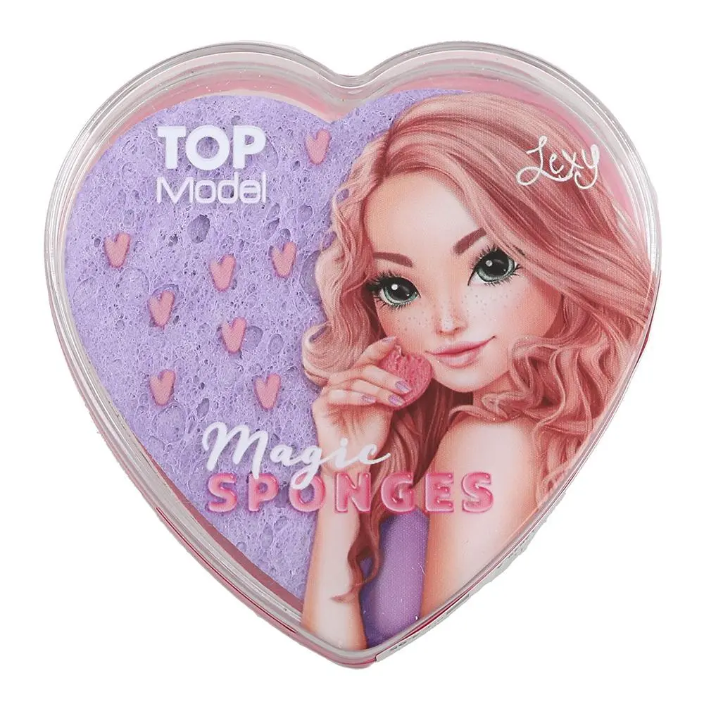 Top Model Beauty & Me Lexy Magické houbičky v pouzdru ve tvaru srdce 2 běžné a 10 stlačených houbiček